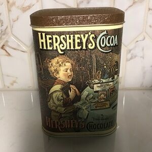 Vintage Hershey’s Cocoa Tin – 1984, Made in England, 5" Tall